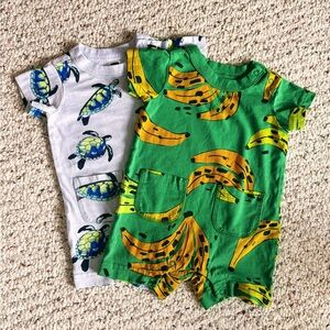 Tea Collection Double Pocket Short Sleeve Baby Romper 2-Pack Bundle